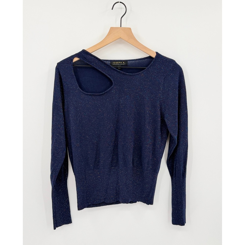 Joseph A. Asymmetrical Cutout Sweater Womens Lg Metallic Sparkle Edgy Modern